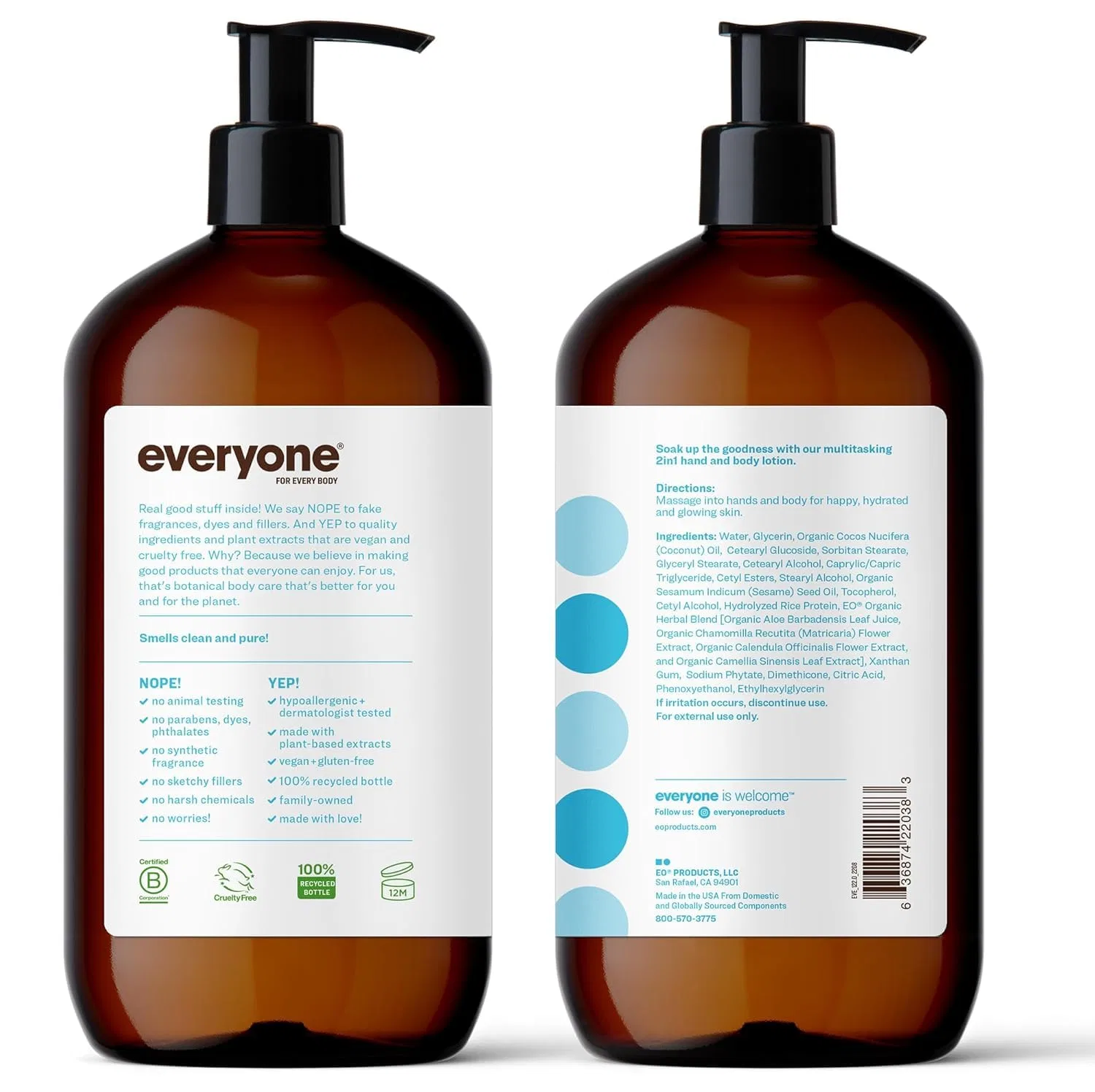 Лосьон для тела Everyone, Unscented, 946 мл, 2 шт Everyone For Every Body — фото 4