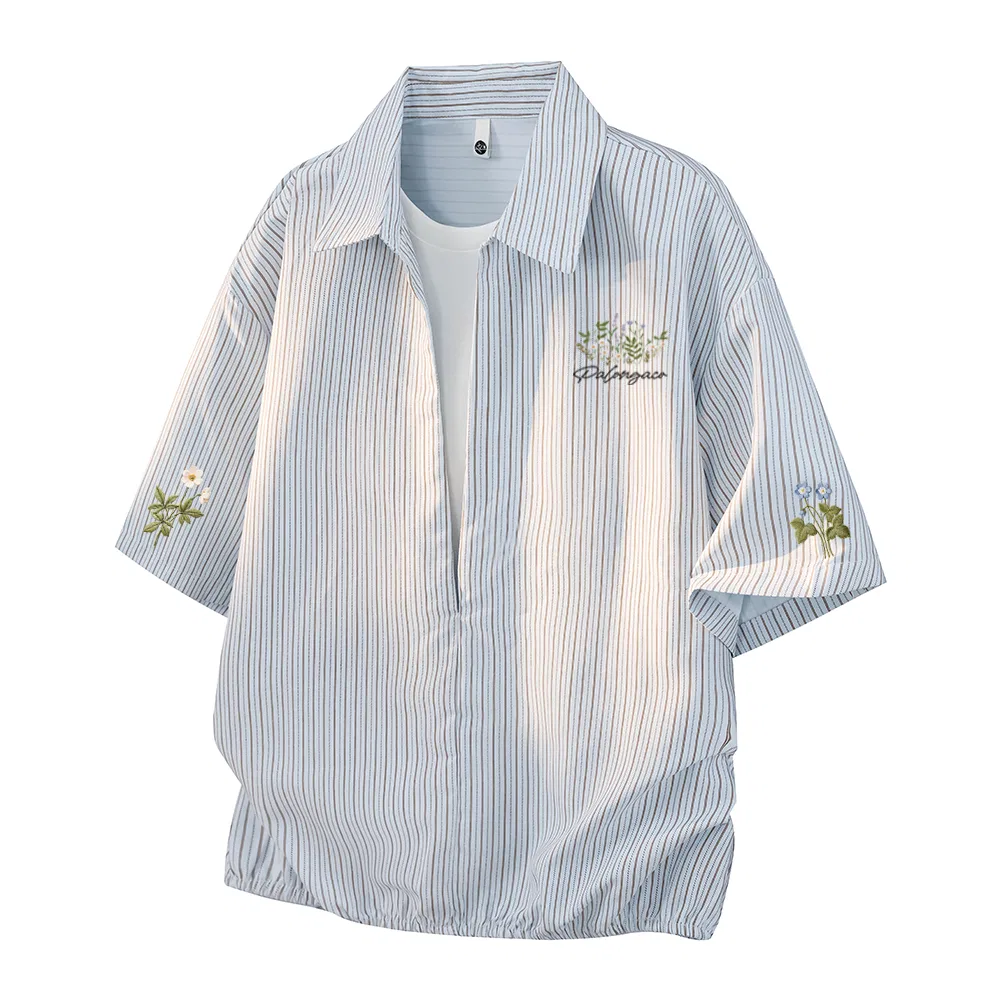 Детская рубашка с воротником и галстуком-бабочкой Mock Two Piece, PAL ONGACO, Light Blue
