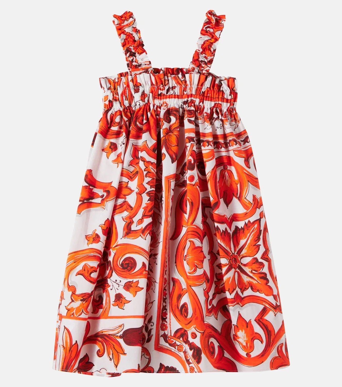 Платье хлопковое с эластичными бретельками Mix Maiolica Orange Dolce&Gabbana Kids, оранжевый — фото 3