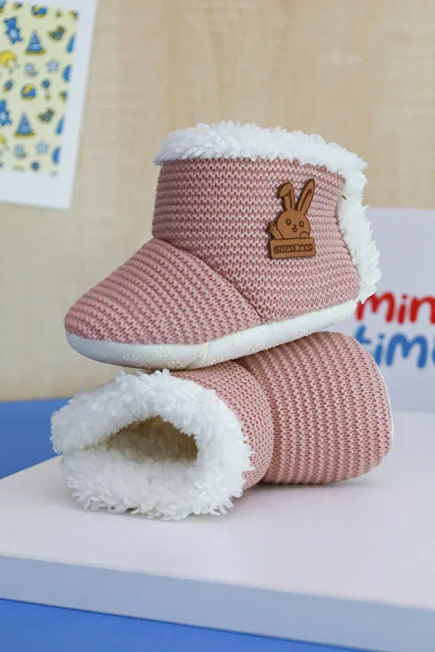 Детские тапочки для девочек без застежек Minytim, Cream-Rose Dried — фото 2