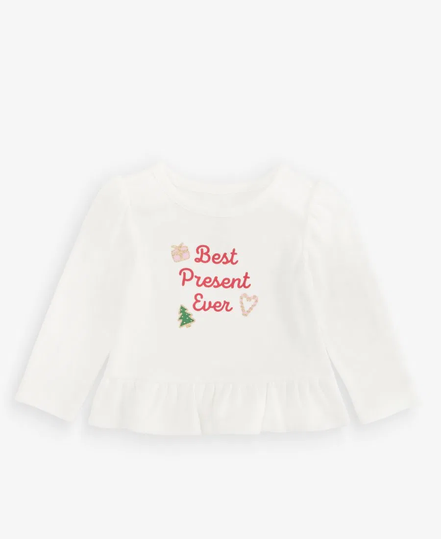 Футболка с длинным рукавом с принтом Best Present Ever First Impressions, Angel White