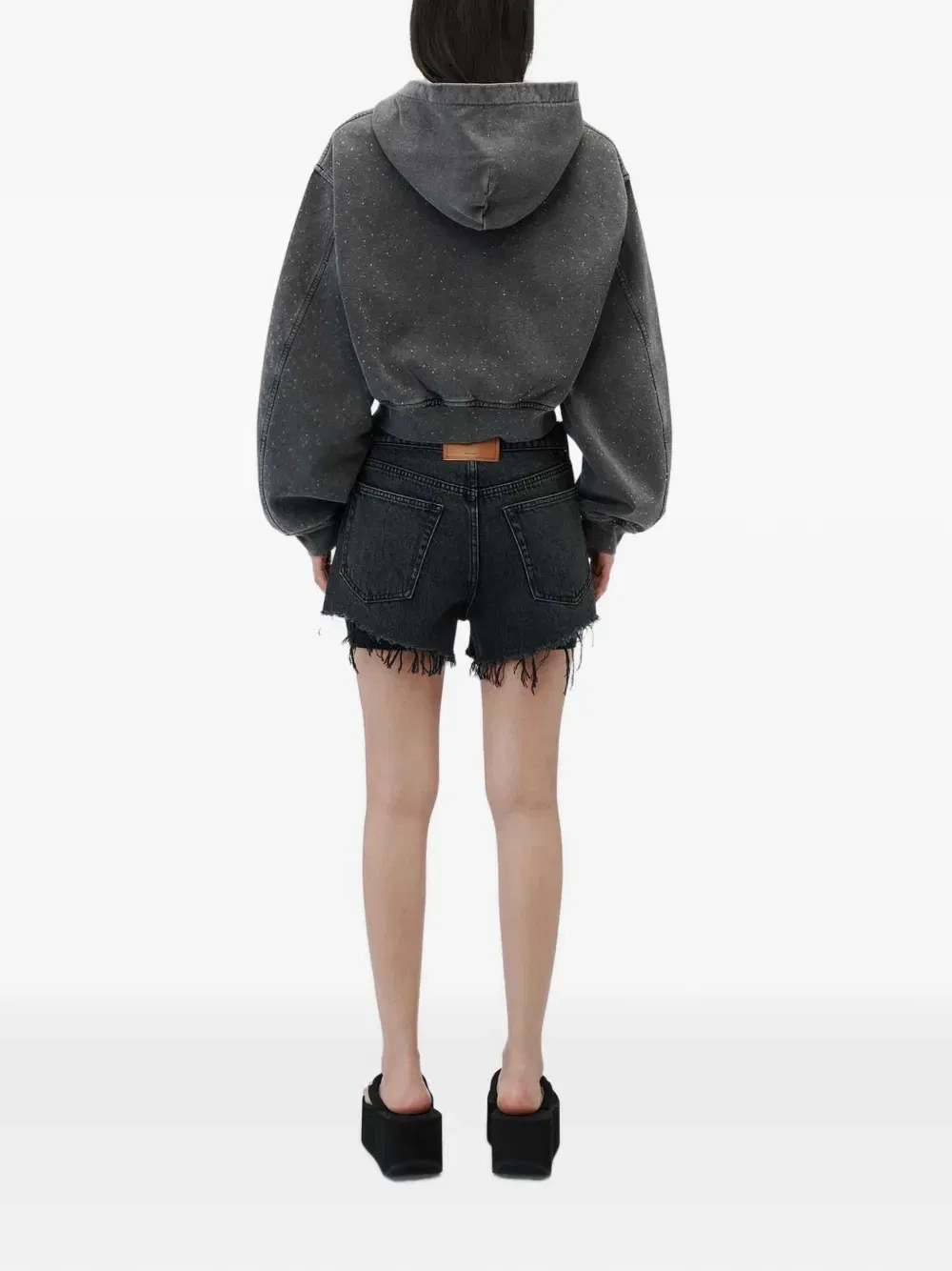 Толстовка на молнии со стразами Alexander Wang, серый — фото 3