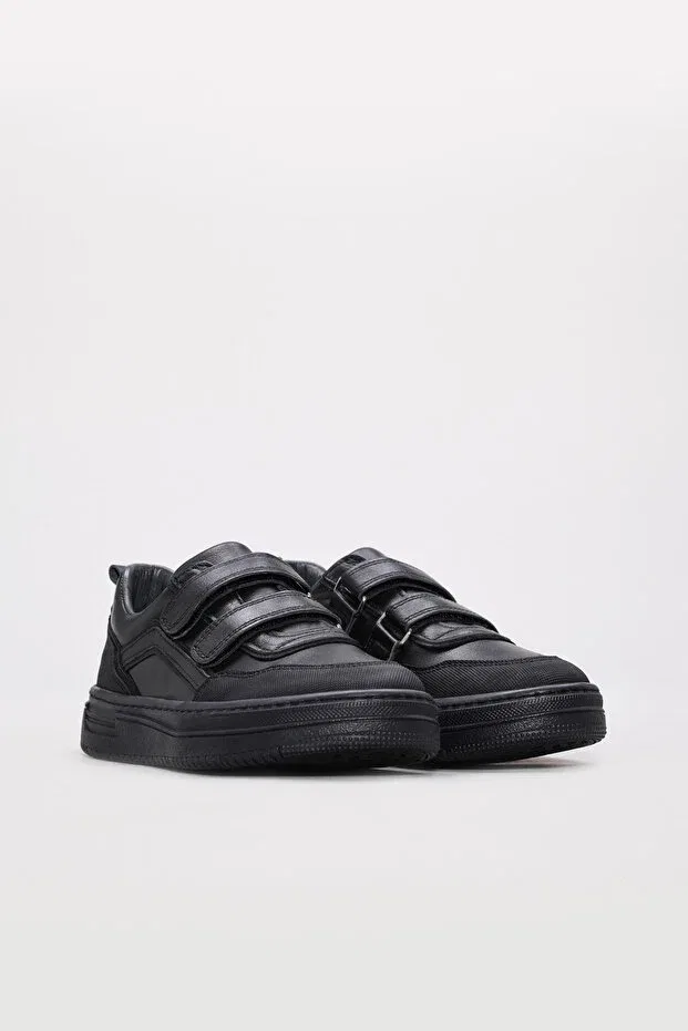 Детские повседневные туфли на липучке с коротким каблуком Mirgeshoes, Black — фото 2
