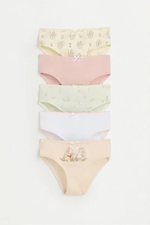 Детские трусы для девочек хлопковые комплект 5 шт Minnie Mouse Disney Classic Panties Lefties, Bone Color
