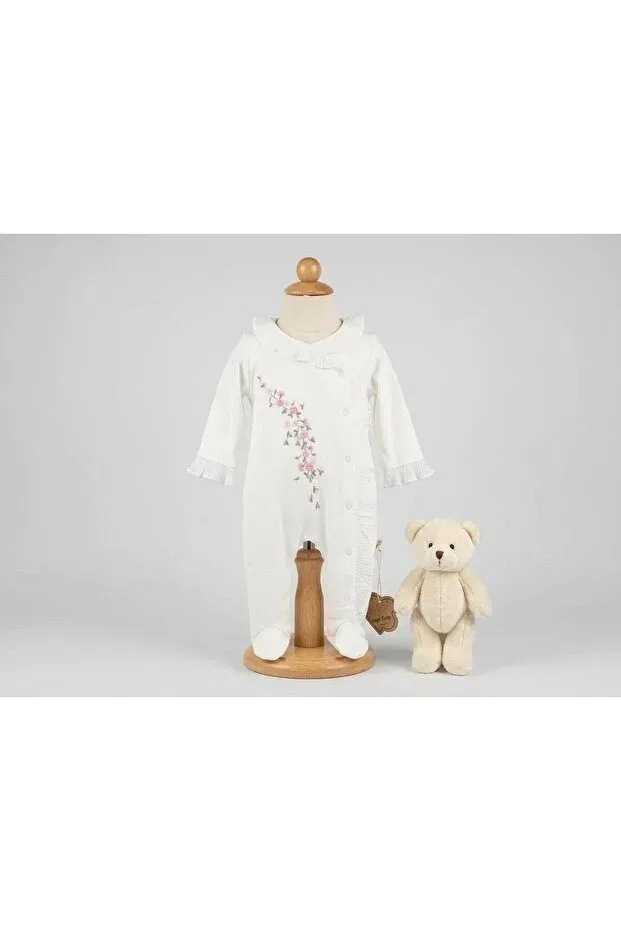 Детский комбинезон для девочек с вышивкой Pugi Baby, Nude Color — фото 3