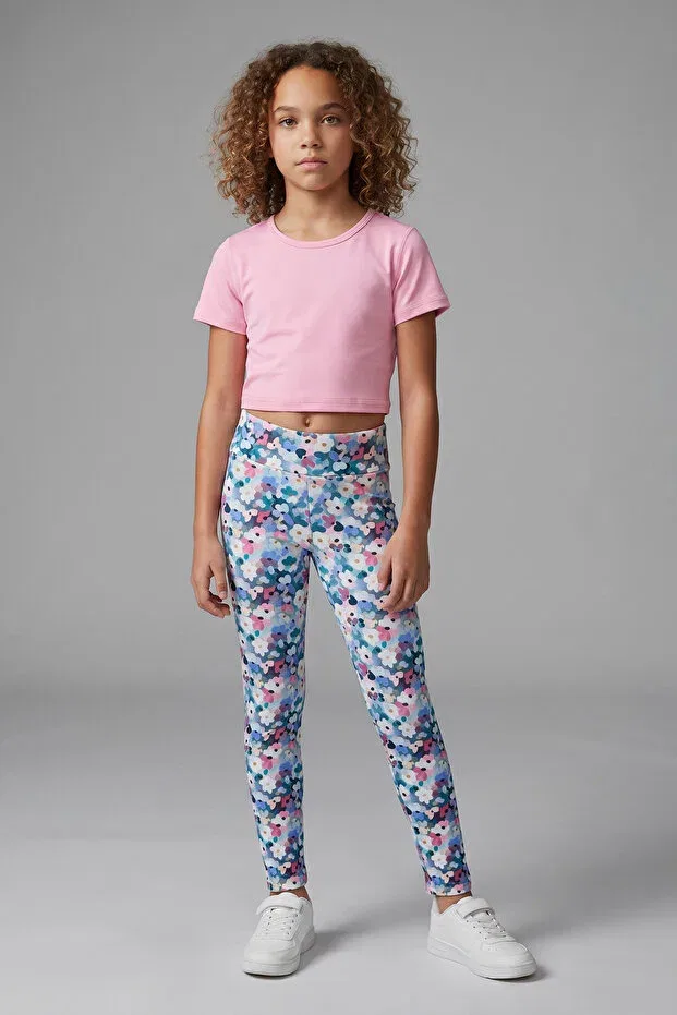 Детские спортивные леггинсы для девочек с принтом Wildy Patterned Colorinas, Lilac