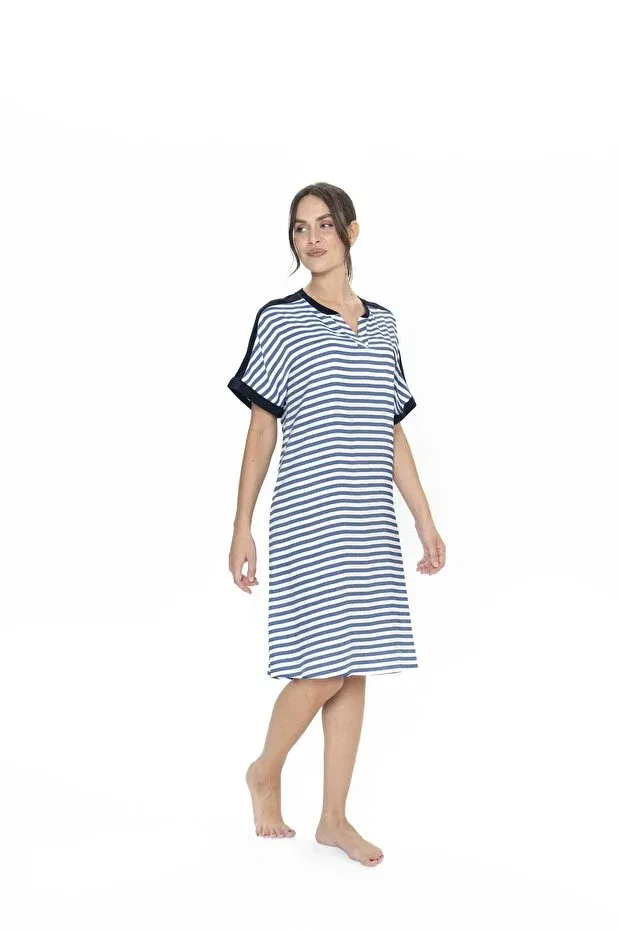 Женская ночная рубашка с коротким рукавом в полоску U.S. Polo Assn., Navy Blue — фото 3