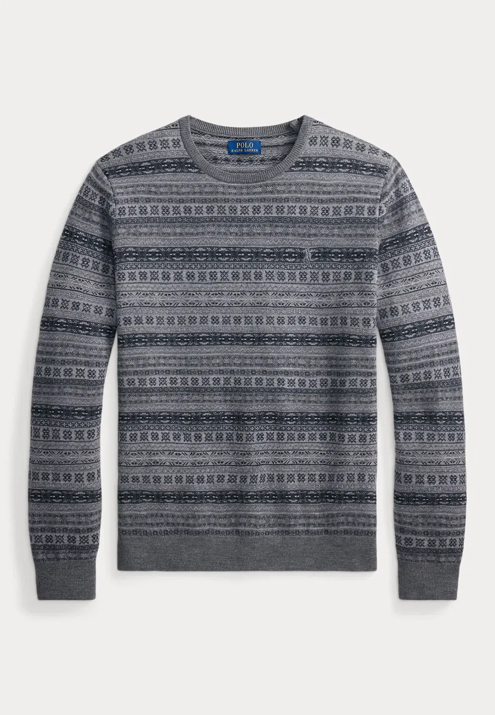 Шерстяной свитер с узором Fair Isle, пригодный для стирки Polo Ralph Lauren, Grey Combo — фото 4