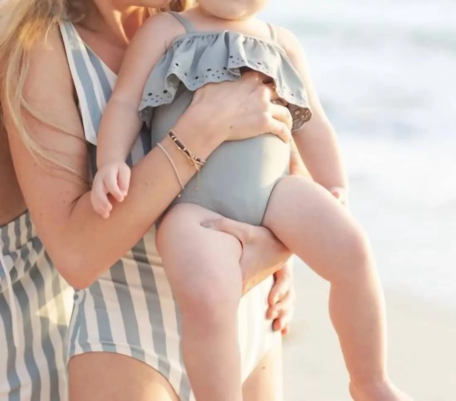 Детский слитный купальник с открытыми плечами и оборкой Rylee + Cru, Sea Green — фото 2