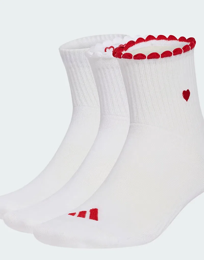 Женские графические носки Adidas Performance, комплект из 3 пар, белый/алый/черный — фото 3