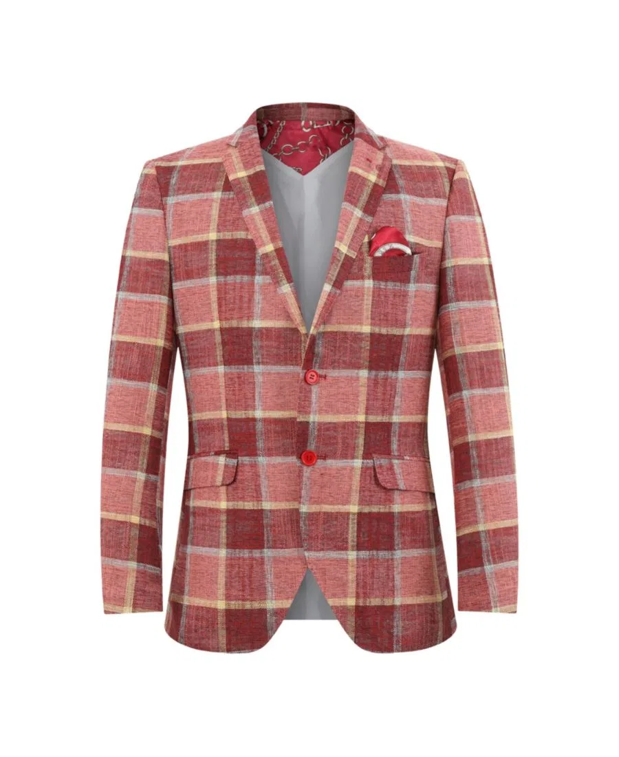 Пиджак с крупной клеткой, модель Big Plaid Elie Balleh, Red