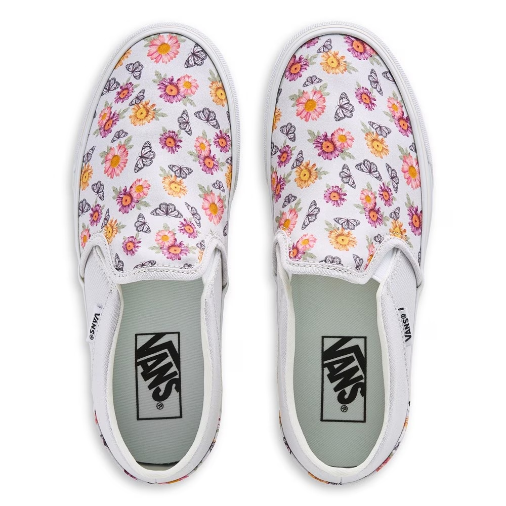 Кеды без шнурков Asher от Vans, серый/цветочный бабочка — фото 4