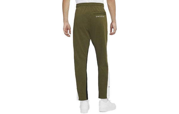 Брюки men's sportswear swoosh contrast color stitching knit sports pants/trousers/joggers army green Nike, зеленый — фото 2