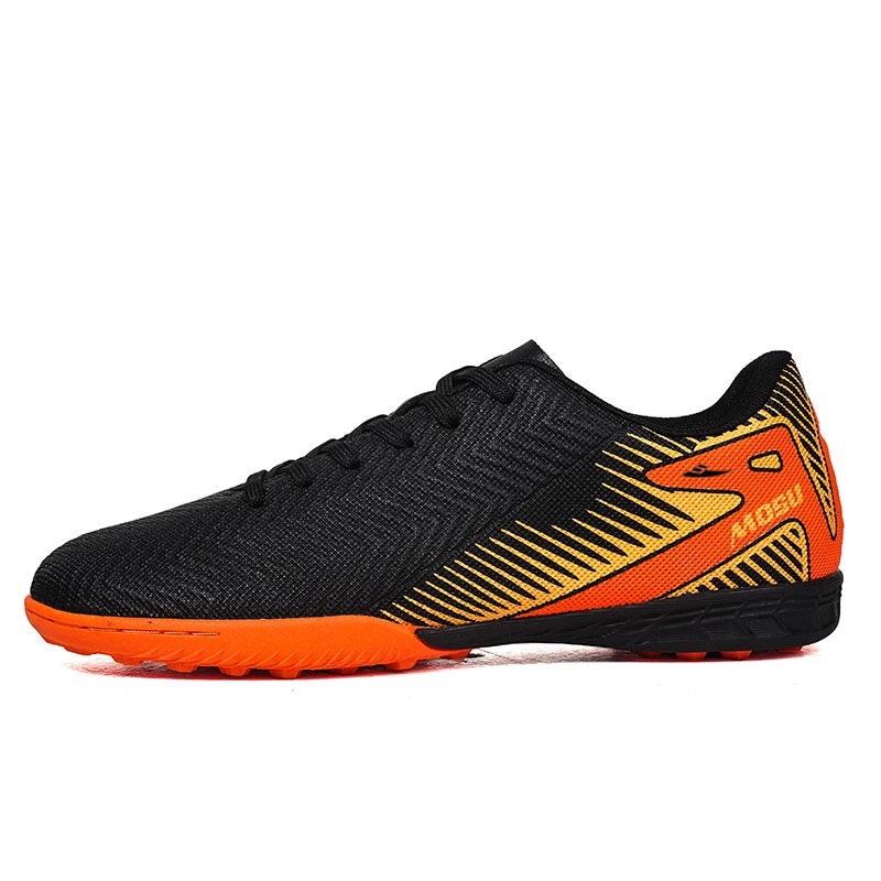 

Kuding Футбольные бутсы FG с длинными шипами TF с противоударными шипами Balance унисекс черные светло-оранжевые для искусственного покрытия, цвет Black Light Orange Turf