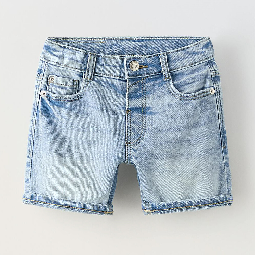 

Шорты Zara Regular Denim Bermuda, светло-синий