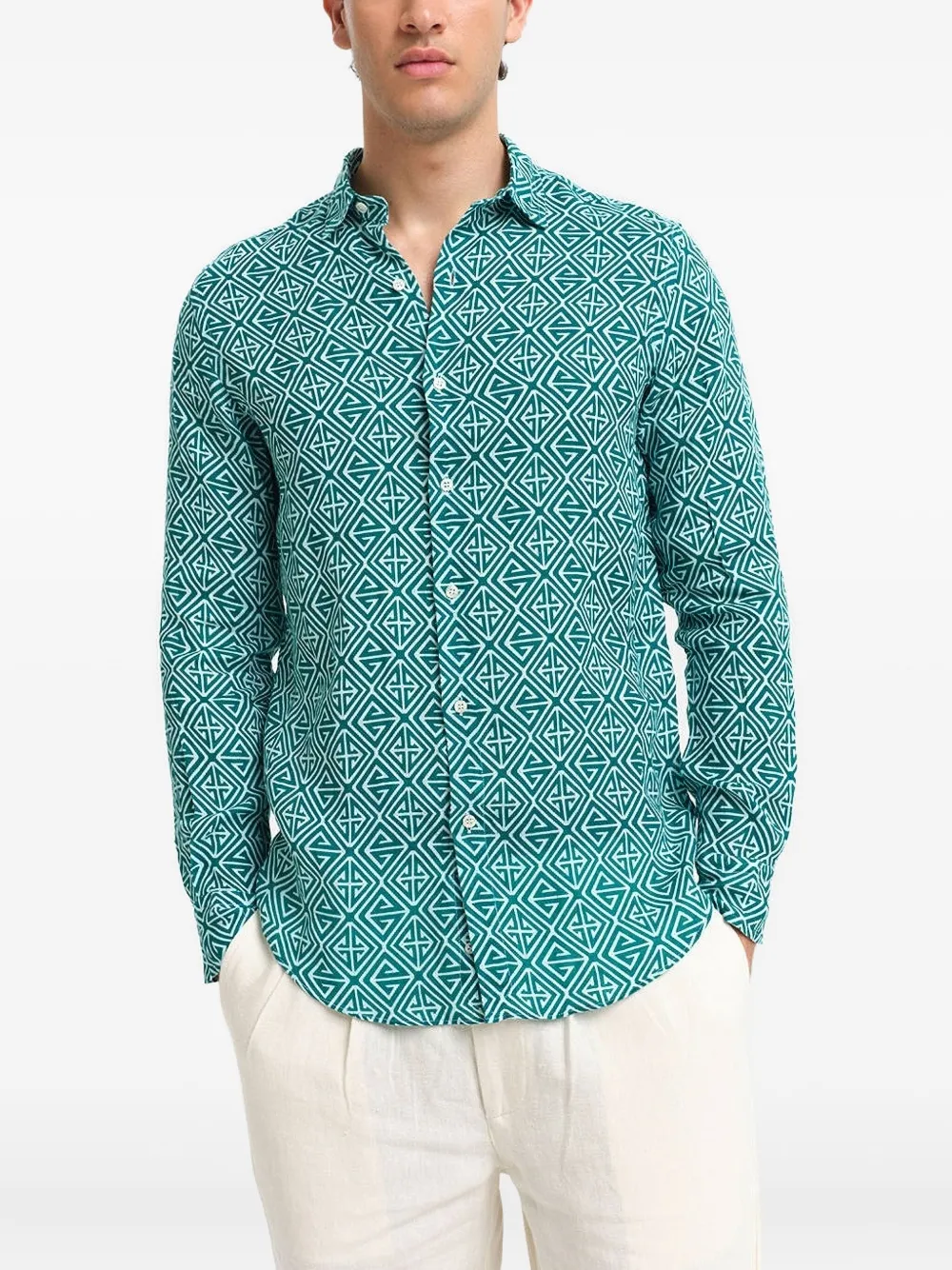 

Рубашка с геометрическим принтом Peninsula Swimwear, синий