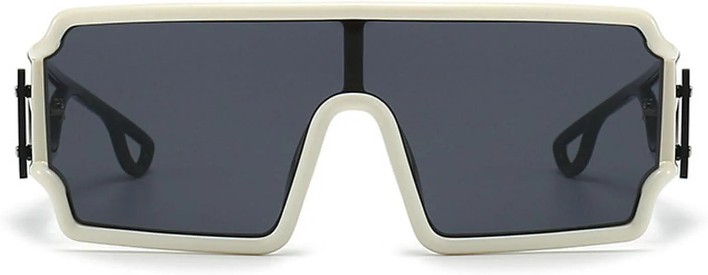 

Солнцезащитные очки Laureles Punk One-piece Y2k для женщин и мужчин, квадратные, с градиентным переходом цвета, женские, с защитой от УФ-излучения UV400, White Grey