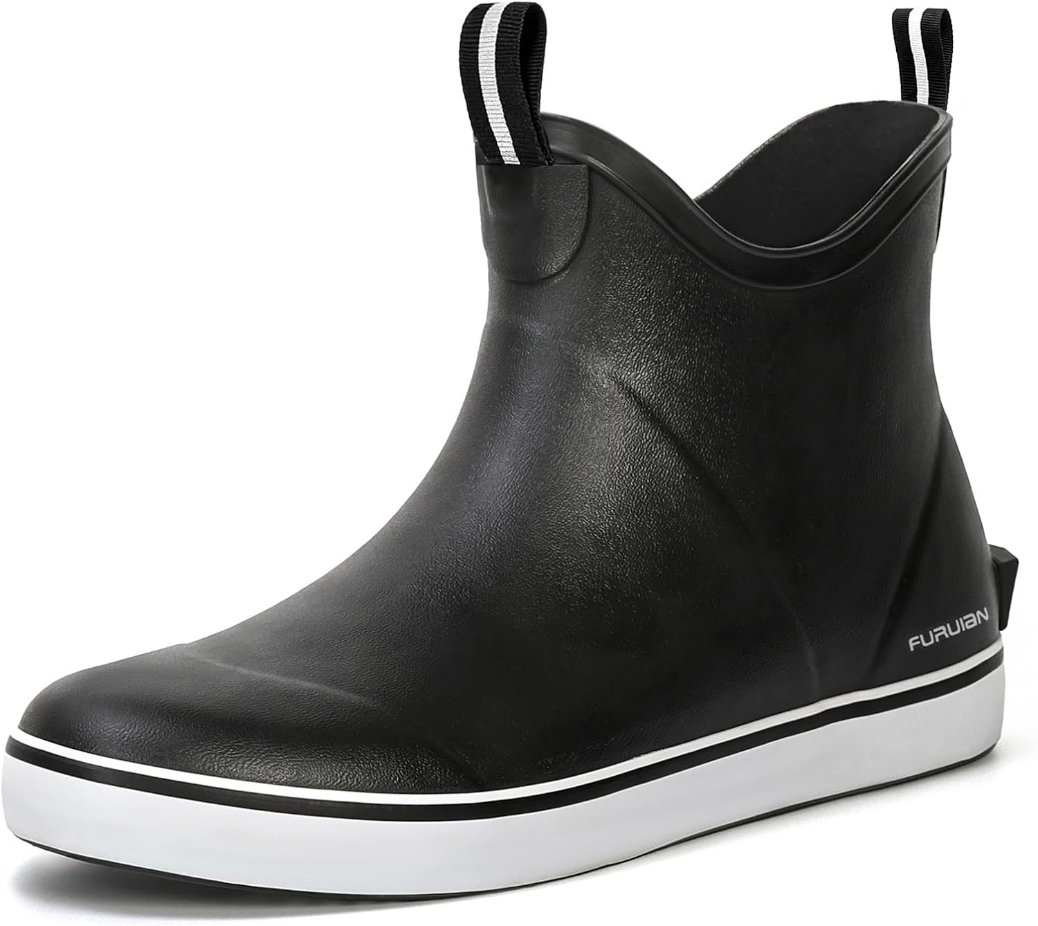 

Мужские ботинки Furuian с отделкой Deck, водонепроницаемые ботинки до щиколотки, резиновые рыбацкие ботинки для лодок и парусного спорта, противоскользящие ботинки, садовые ботинки для мужчин, черный