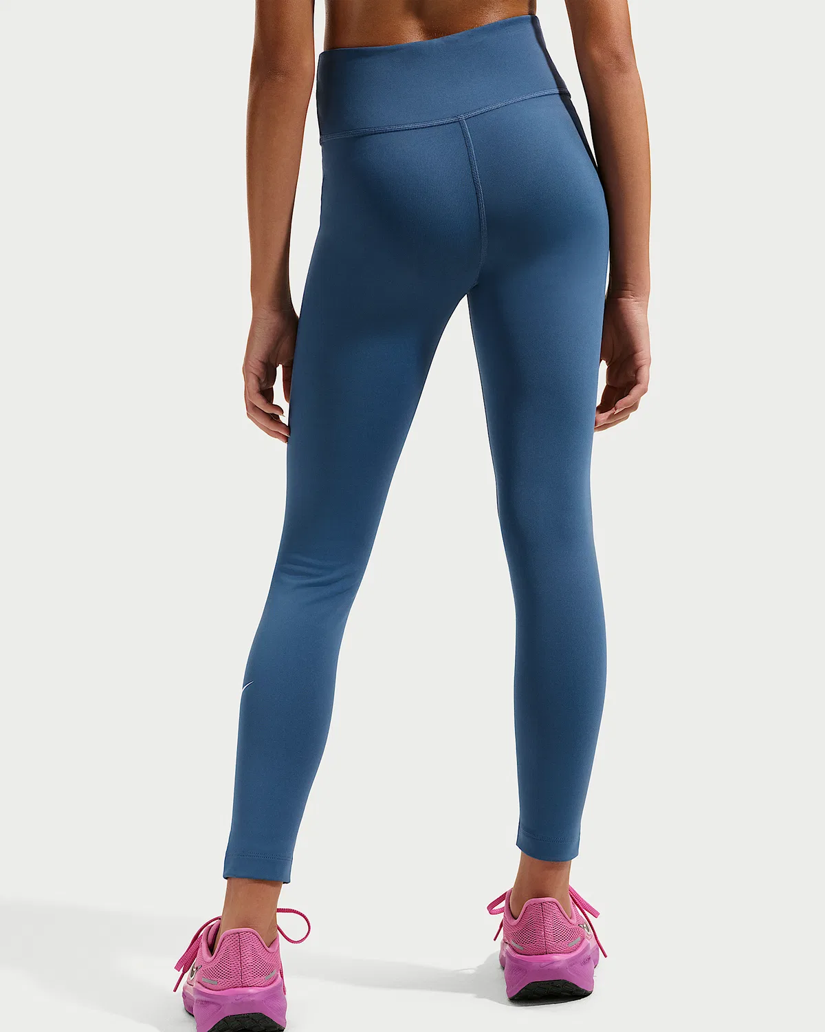Большие детские (девочки) лосины Nike One Dri-FIT с высокой талией, Mystic Navy/White — фото 3