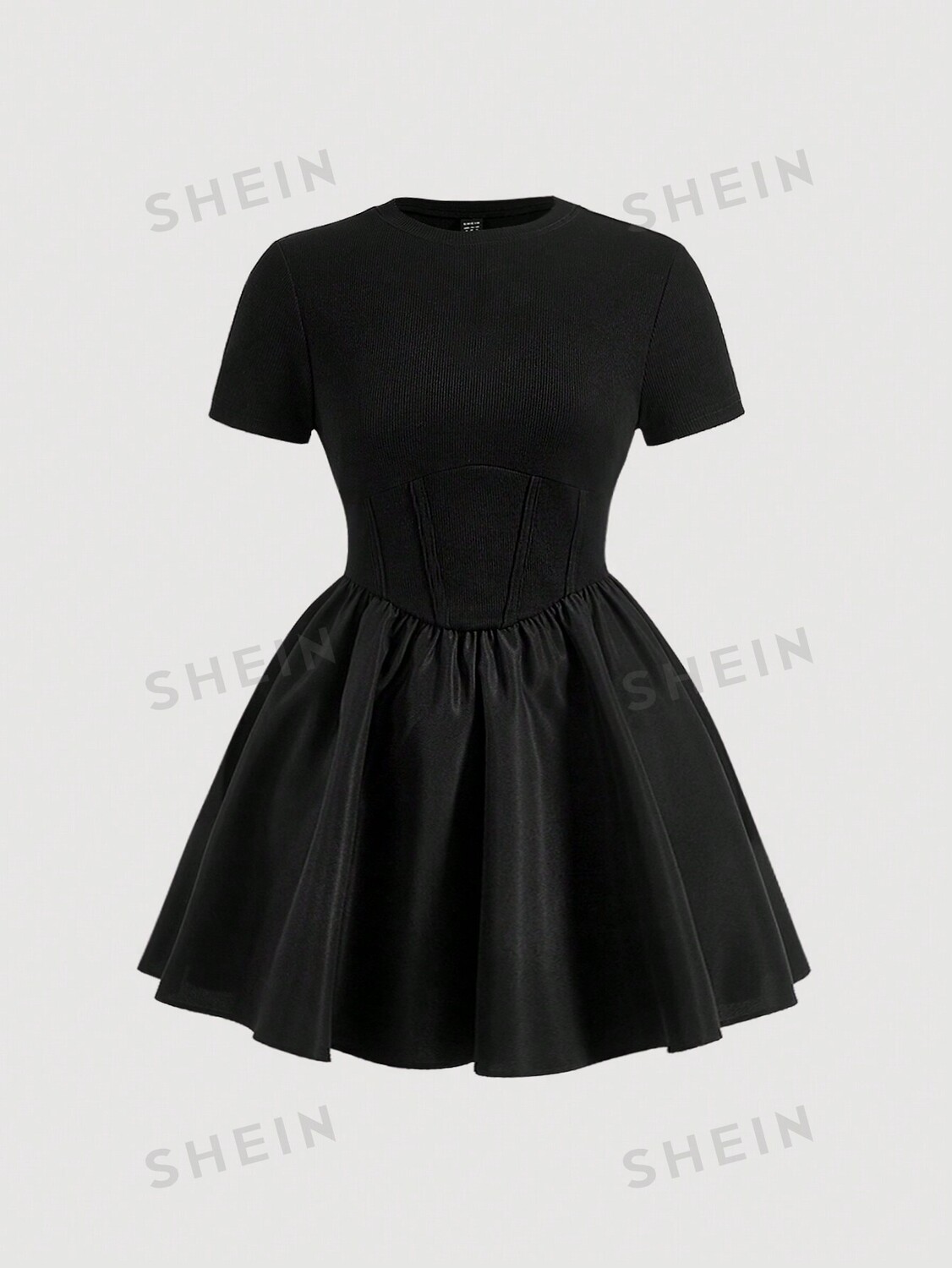 

Платье MOD Plus, Однотонное, расклешенный низ Shein, черный