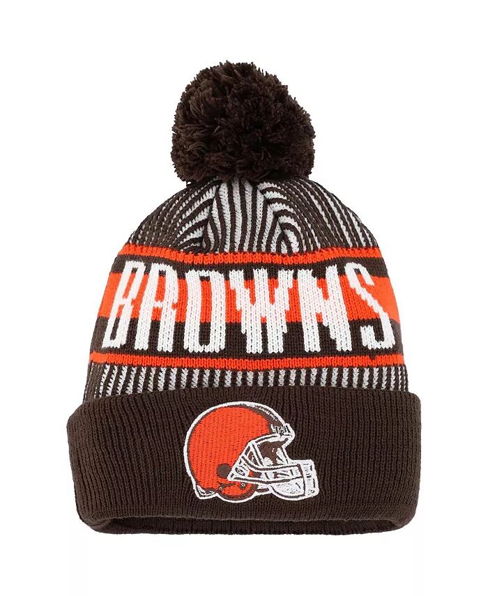 

Молодежная коричневая полосатая вязаная шапка Cleveland Browns для мальчиков и девочек с помпоном New Era