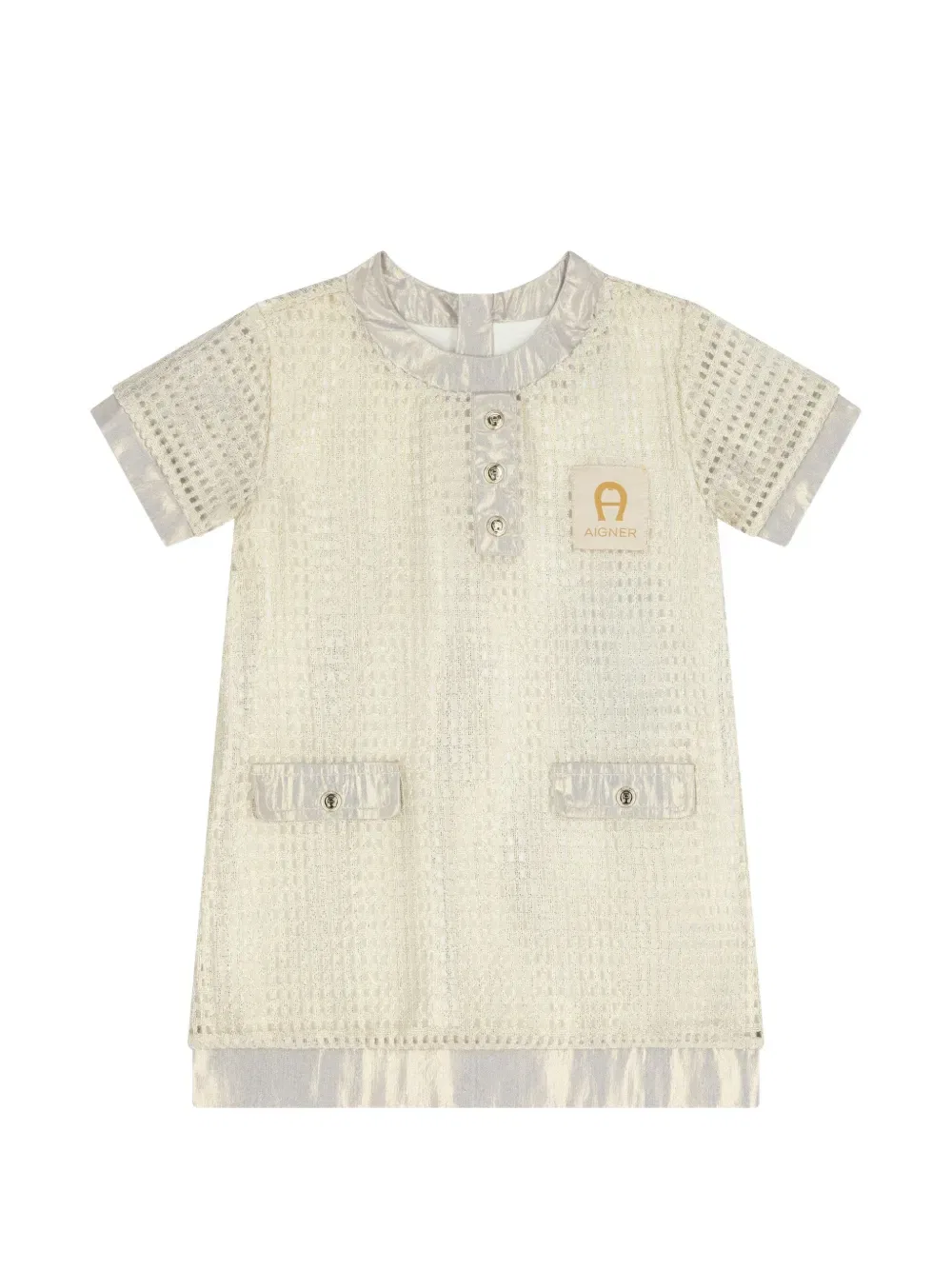 Платье с нашивками на пуговицах Aigner Kids, белый