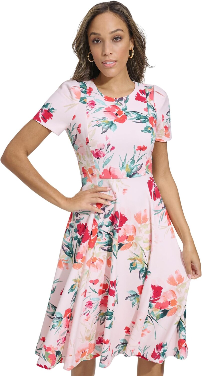 

Платье Calvin Klein A-Line Midi Print Scuba Dress, цвет Watermelon