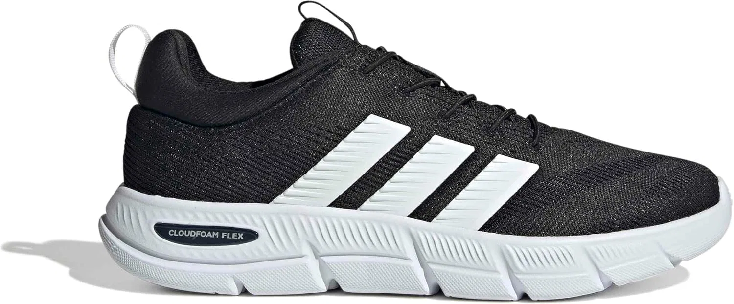 Мужские кроссовки Adidas Cloudfoam Flex на эластичных шнурках, Core Black Ftwr White Carbon — фото 2