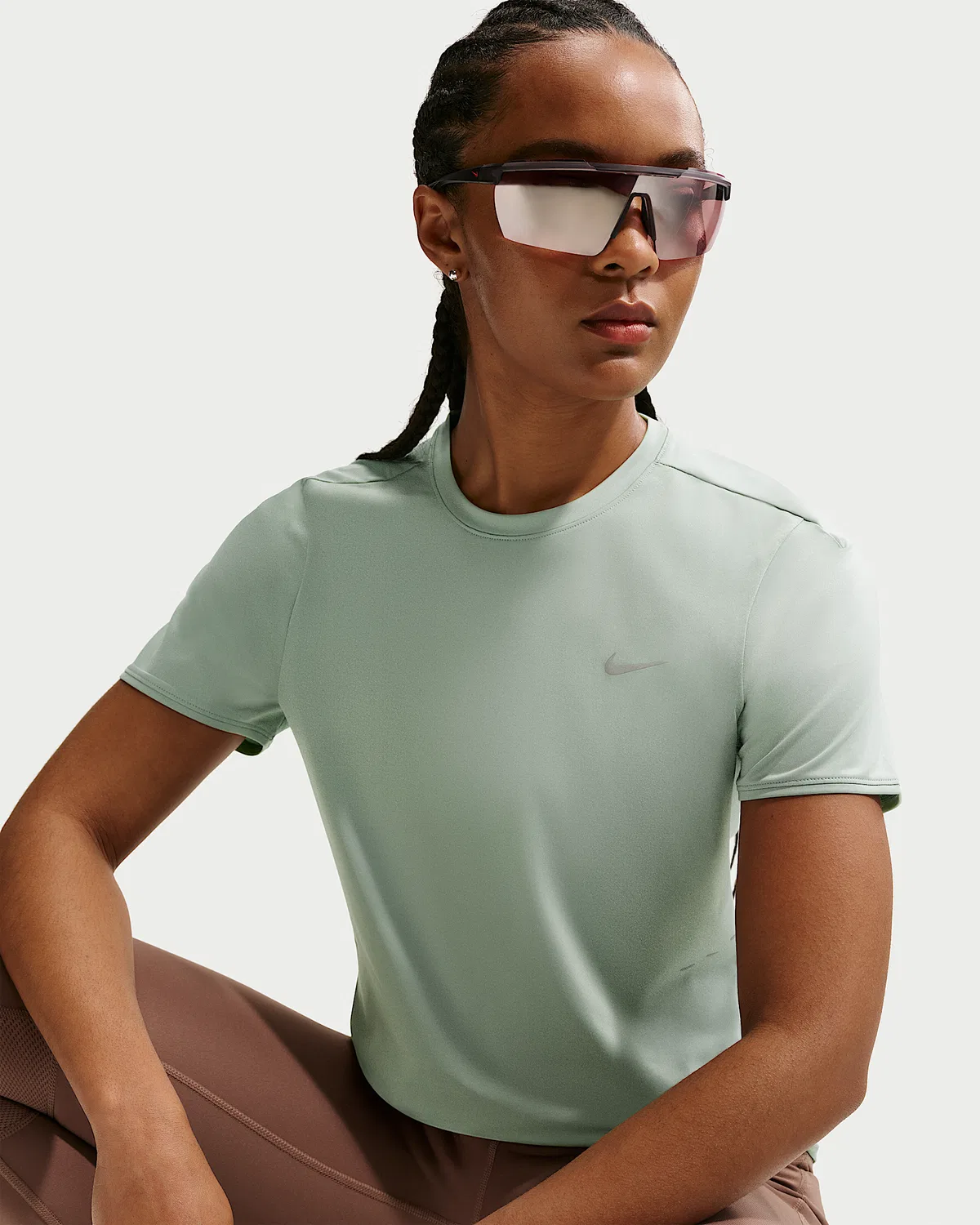 Женский топ для бега с коротким рукавом Dri-FIT Nike Swift, Steam