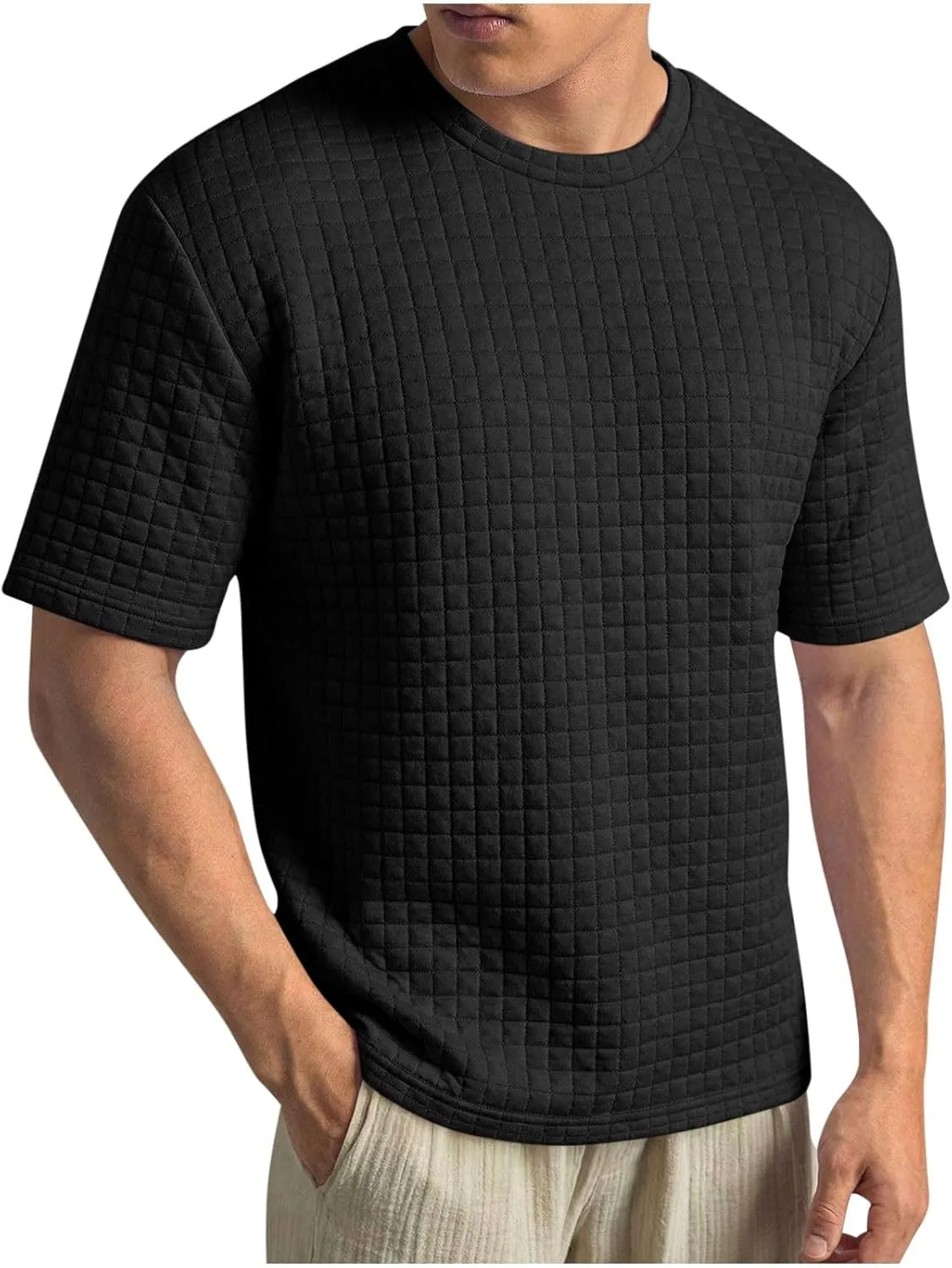 

Футболка мужская Waffle Knit с коротким рукавом и круглым вырезом