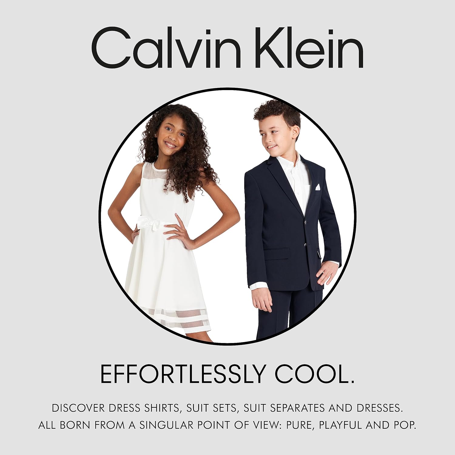 Платье для вечеринки Calvin Klein для девочек Legacy, облегающий силуэт с расклешенной юбкой, Blue/Scuba — фото 4