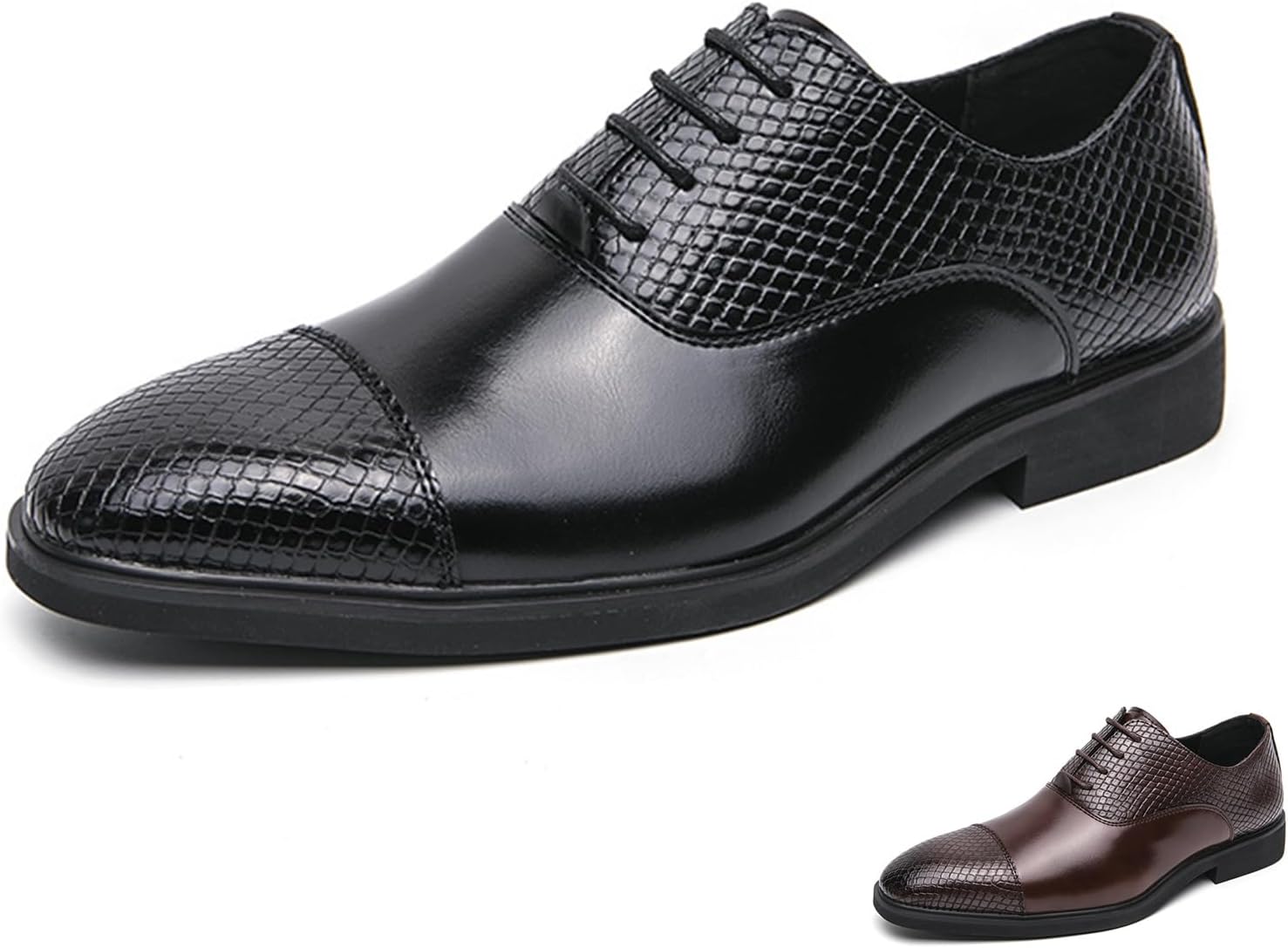 

Мужские кожаные оксфорды с тиснением, классические туфли с круглым носком, на шнуровке, низкие дерби, роскошная обувь для бизнеса, свадьбы и официальных мероприятий Glbdu, черный