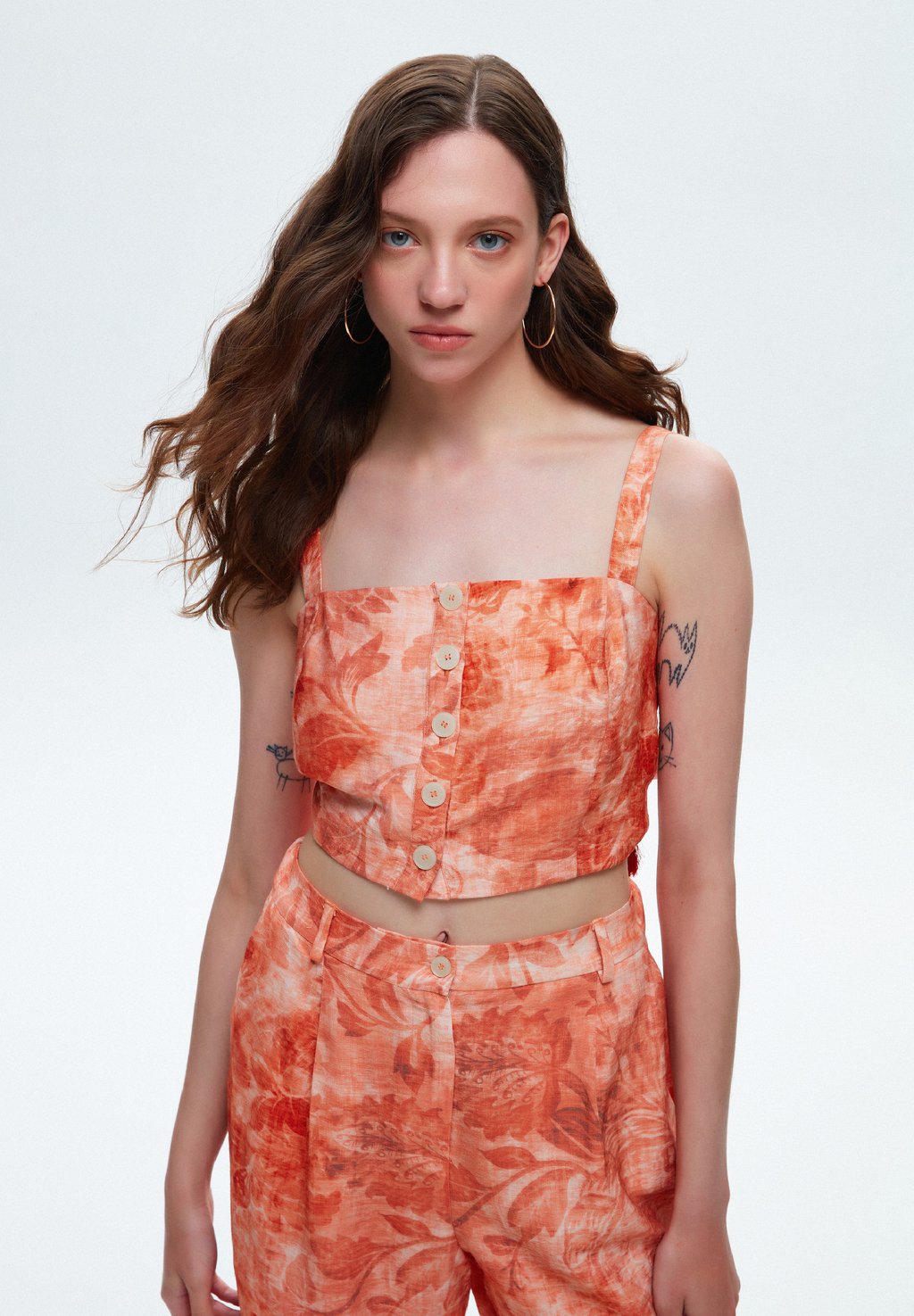 

Топ TASSEL DETAILED PATTERNED CROP adL, оранжевый