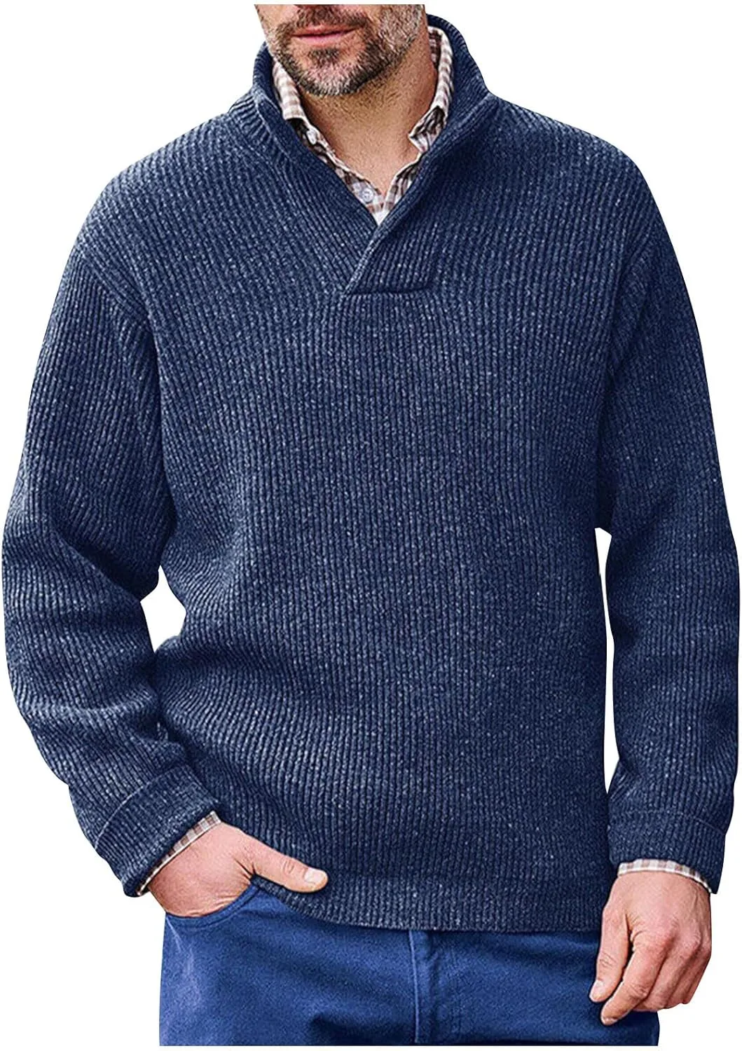 

Мужской свитер с воротником шаль, длинный рукав, зимний RTRDE