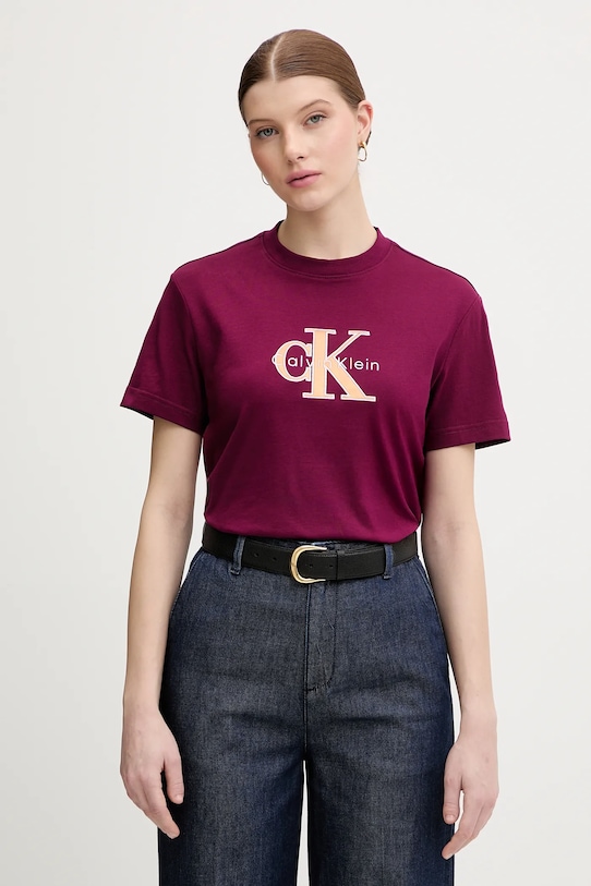 

Хлопковая футболка Calvin Klein Jeans, бордовый, Красный, Хлопковая футболка Calvin Klein Jeans, бордовый