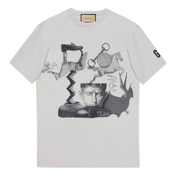 

Футболка cotton jersey printed t-shirt 'light grey' Gucci, серый
