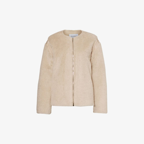 

Пальто Panno из альпаки с круглым вырезом, смесовая шерсть и шелк Max Mara, бежевый