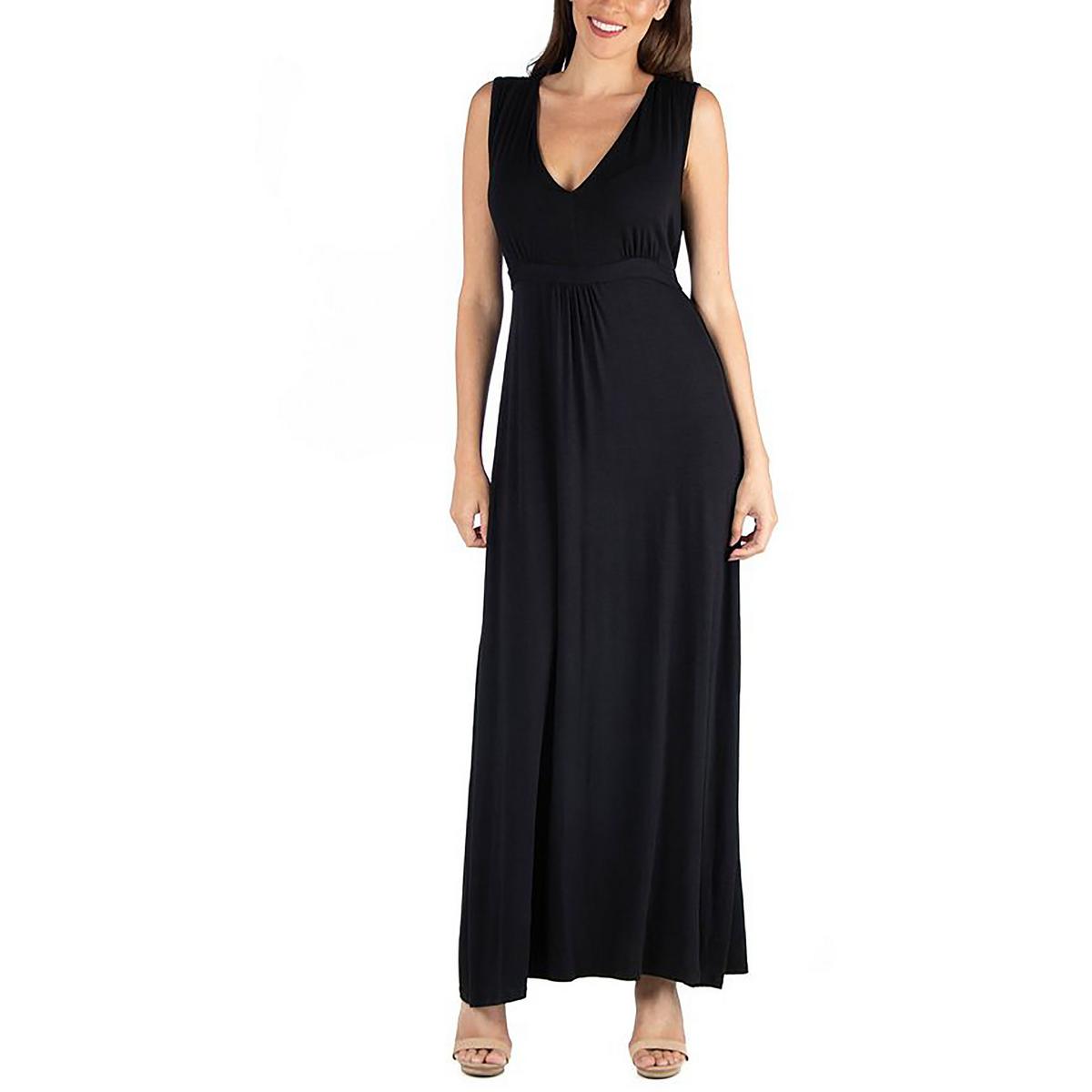 

Женское длинное платье макси с круглым вырезом 24seven Comfort Apparel, черный