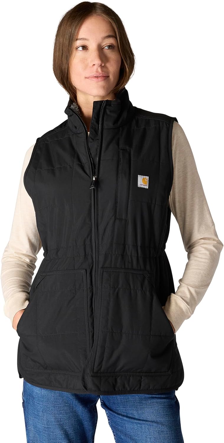 

Женский утепленный жилет Carhartt Rain Defender Relaxed Fit с воротником-стойкой, легкий и практичный., Black