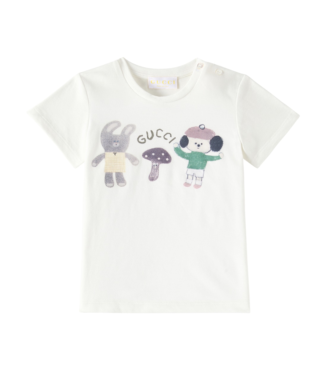 

Детская футболка из хлопка с принтом Gucci Kids, New White/Mc