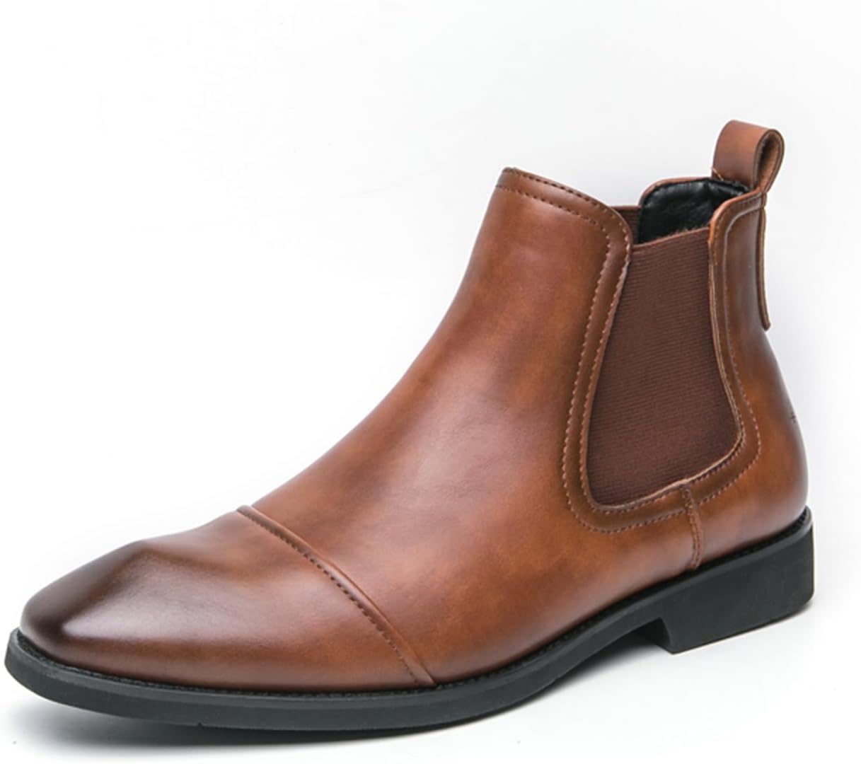 

Мужские классические ботинки Челси из натуральной кожи с эластичной вставкой, зауженным носком, мягкие ботинки до щиколотки для прогулок, работы, вечеринок, выпускных, свадеб, официальных мероприятий и повседневной носки Tixewsjh, коричневый
