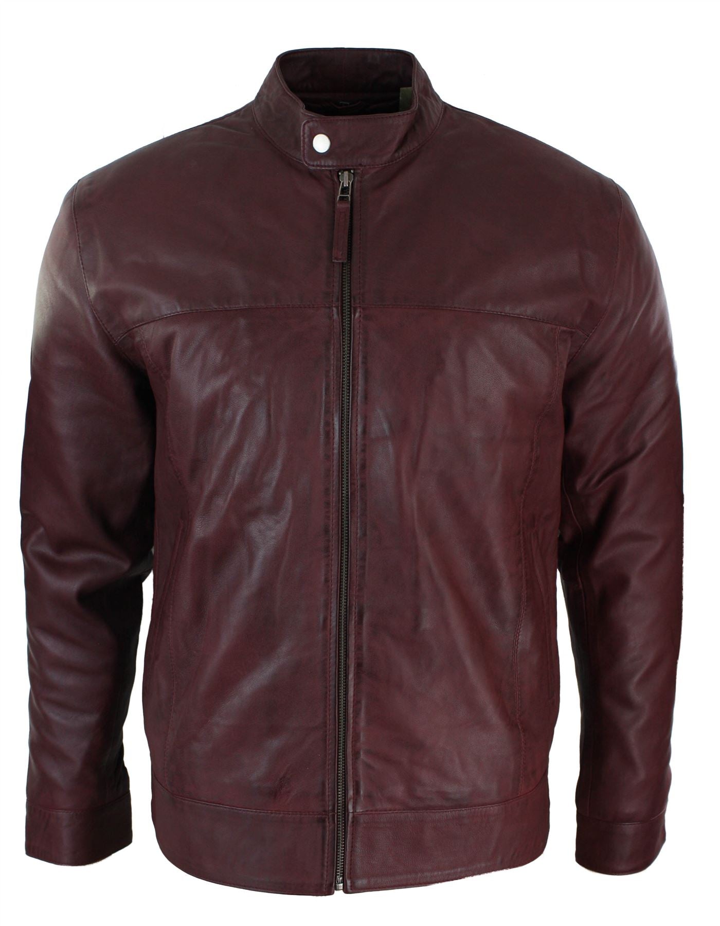 

Кожаная куртка Неру Дедушка Воротник Байкер TruClothing, цвет burgundy