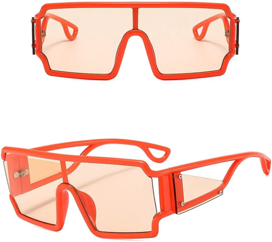 

Мужские солнцезащитные очки-моноблоки увеличенного размера 2027 года, винтажные очки для женщин, модные солнцезащитные очки конфетных цветов MTZJH, Orange-champagne