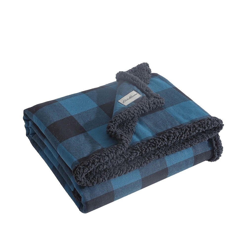 

Двустороннее одеяло Eddie Bauer Cabin Buffalo в клетку из шерпы, синий
