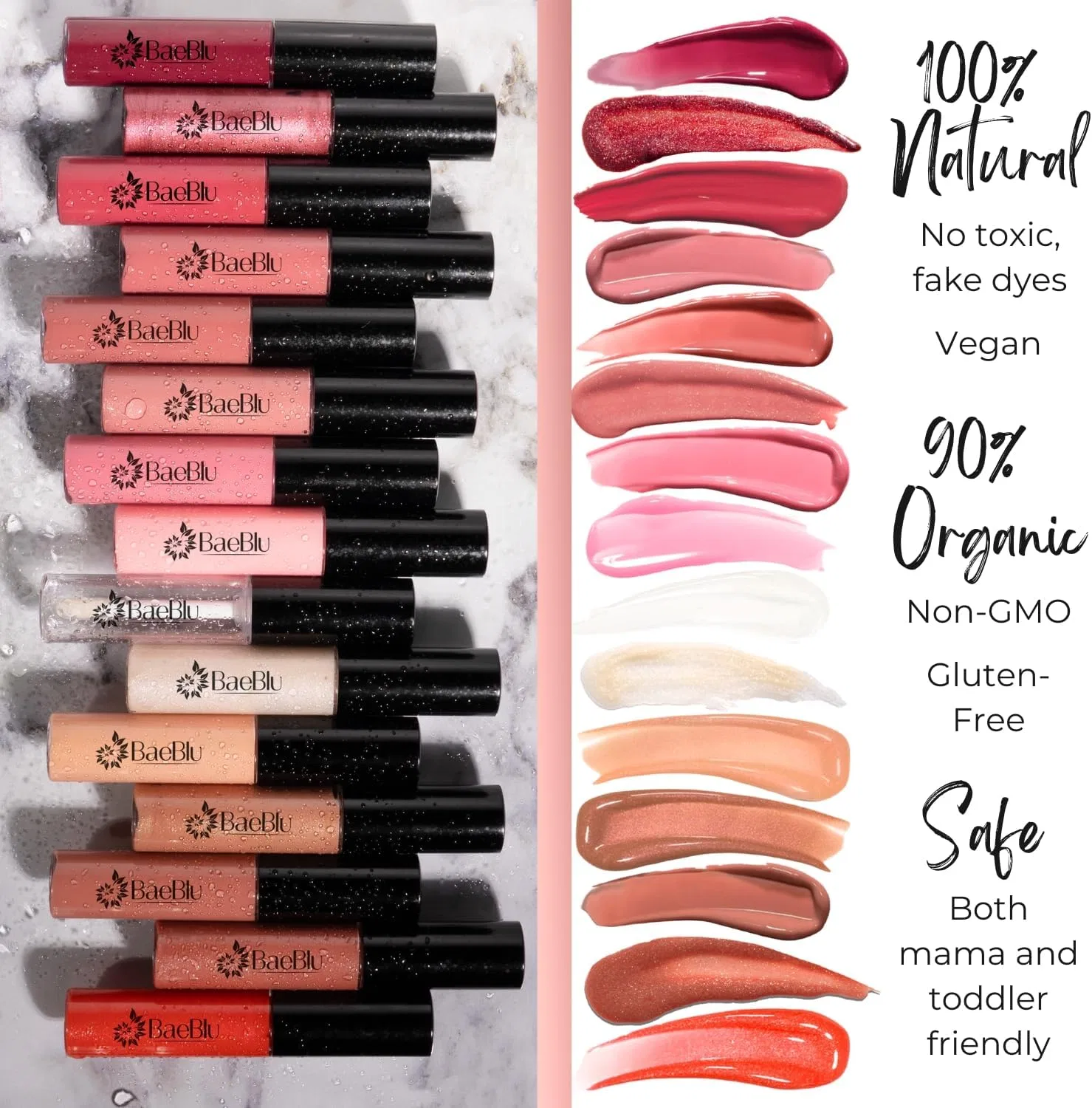 Блеск для губ Organic Vegan Lip Gloss, натуральный, BaeBlu, Tickled — фото 4