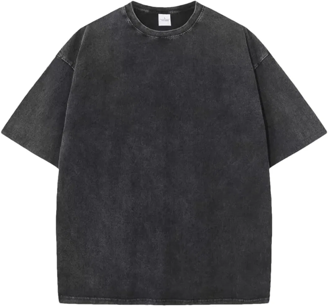 Мужская ретро футболка оверсайз Vintage Washed, Black