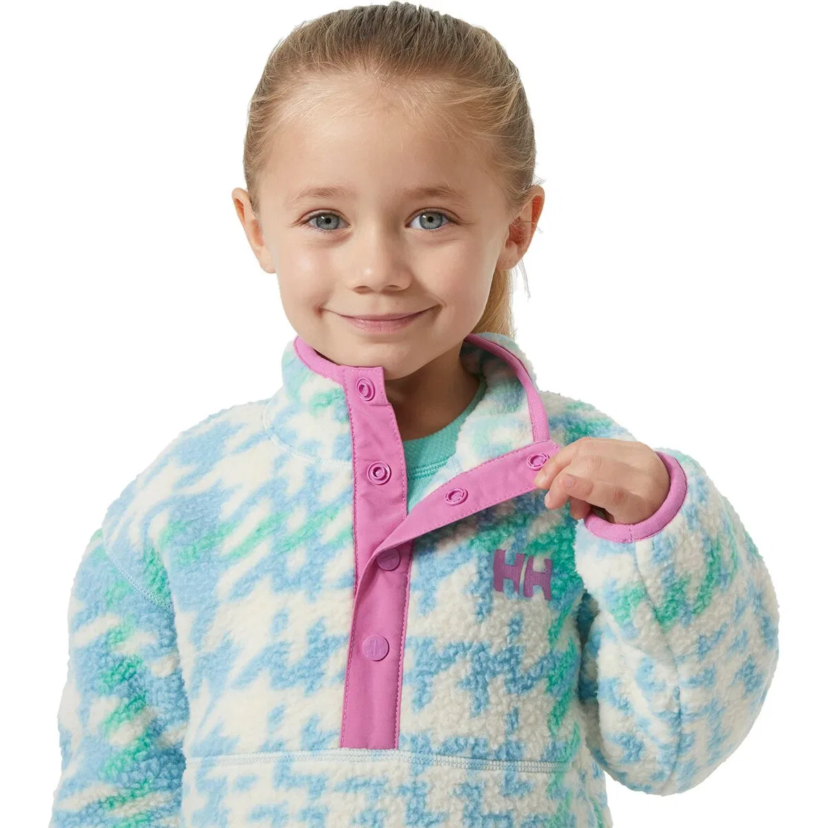 Детское флисовое пальто с принтом Frosty Pile Sweater Helly Hansen, Light Cyan Broxburn Aop — фото 4