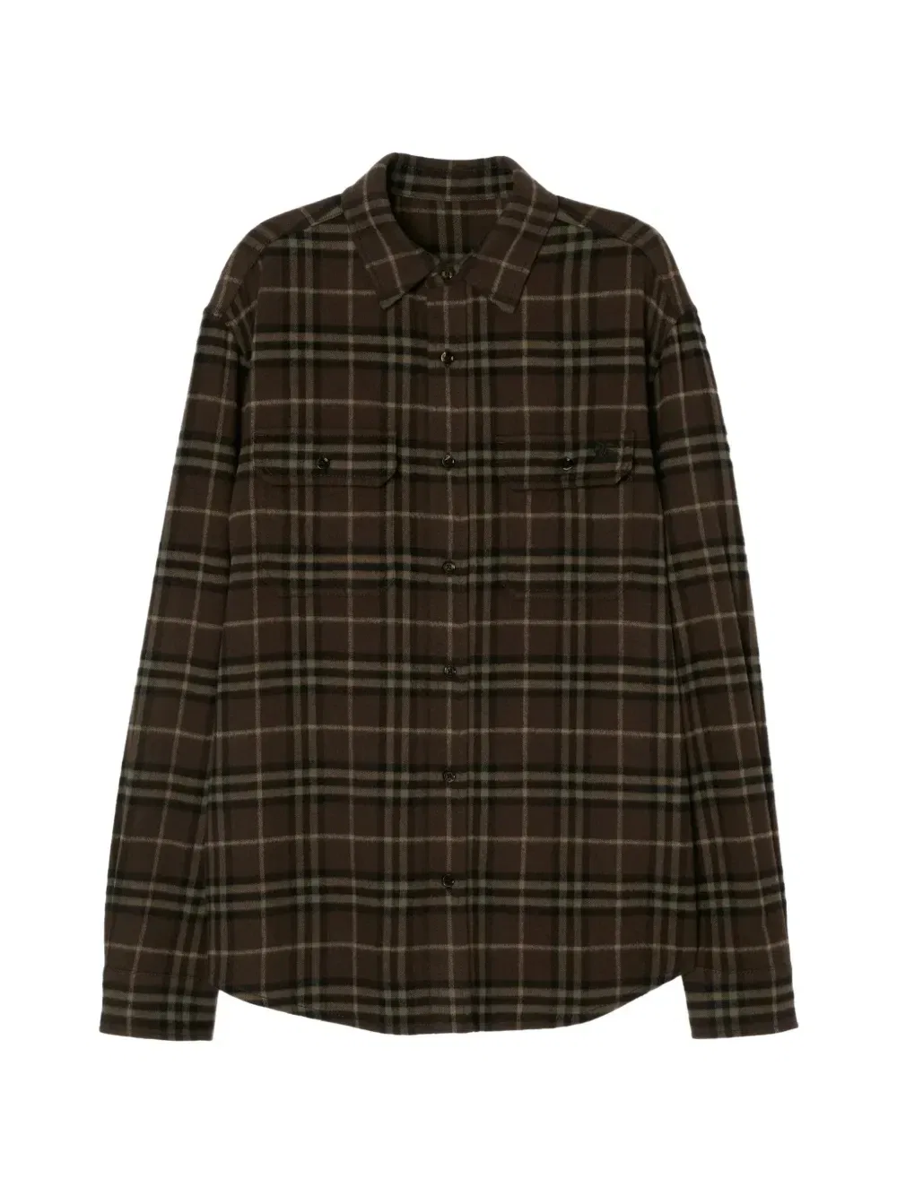 Шерстяная рубашка в клетку BURBERRY, коричневый