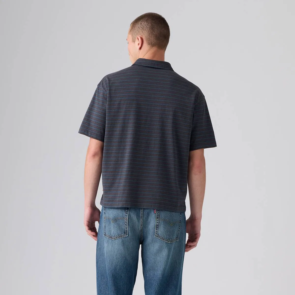 Финская квадратная поло с одним карманом Levi's, Hardaker Stripe Nightfall Navy - Blue — фото 4