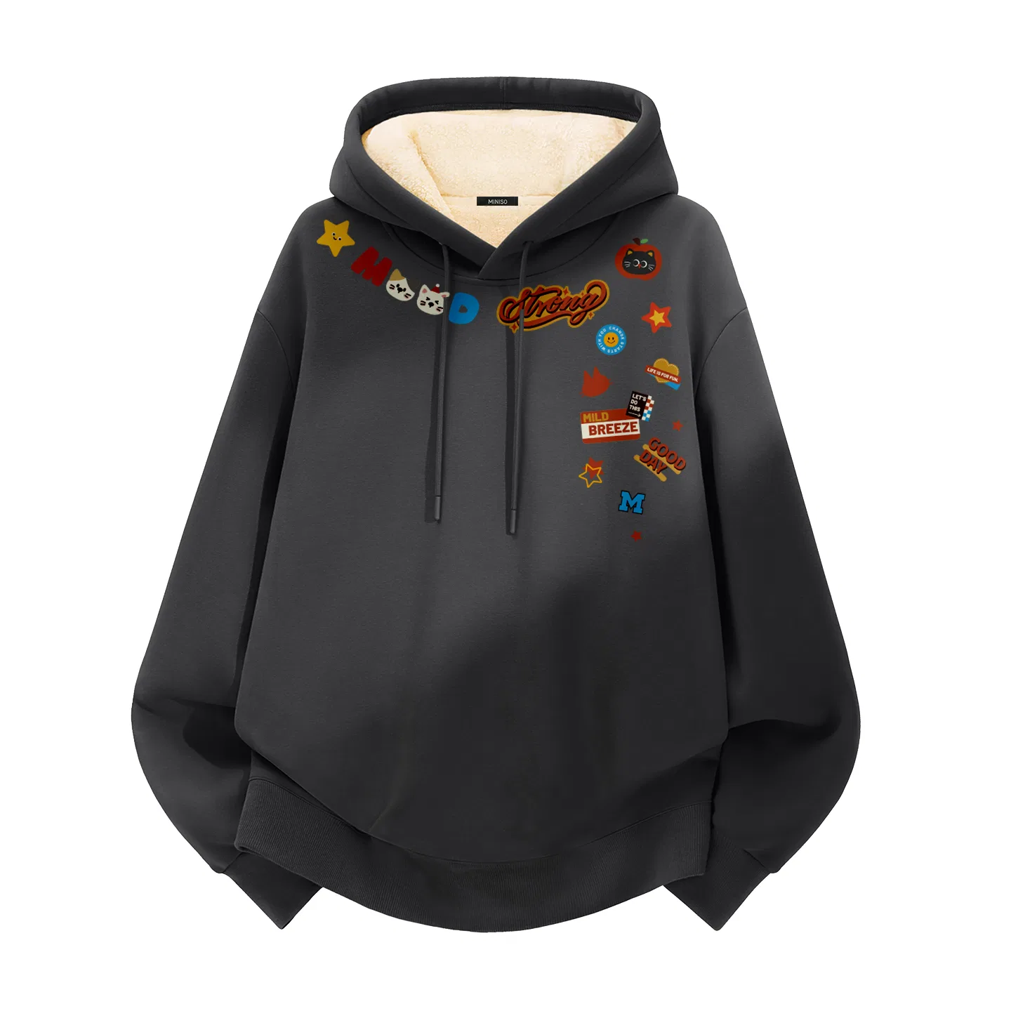 Детский худи с капюшоном утепленный MINISO, Thermal Sherpa Dark Gray